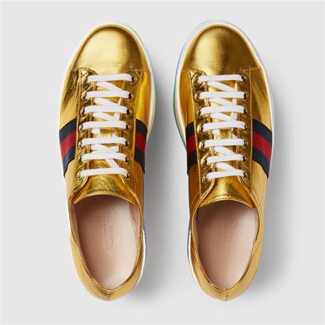 gucci gold shoes with bow|gucci gold sneakers.